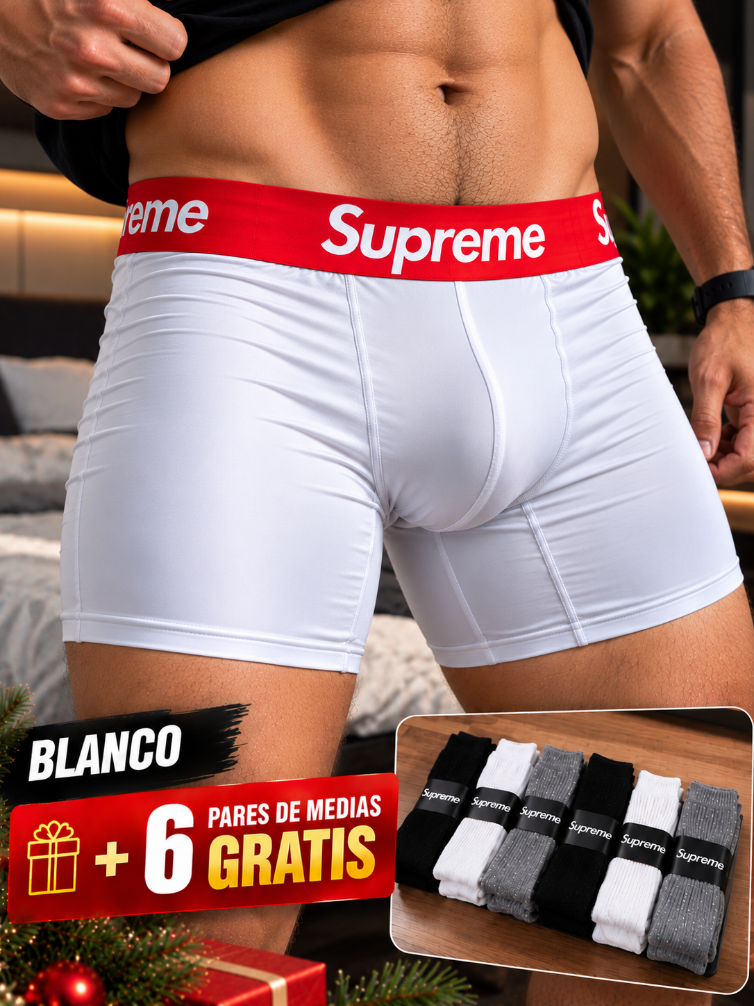 KIT 5 BÓXERS SUPREME + 6 PARES DE MEDIAS GRATIS